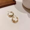 Fashionable silver needle, metal earrings with pigtail, silver 925 sample, European style, simple and elegant design, wholesale
