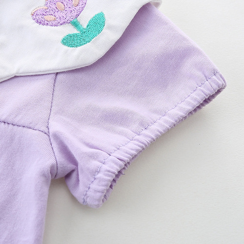 Baby summer new onesie girl baby sweet romper pure cotton triangle bag fart suit with hood 2751