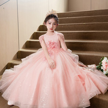 小女孩主持人走秀钢琴演出服女童高端礼服花童婚礼儿童生日公主裙