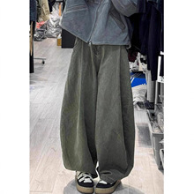 美式复古做旧阔腿牛仔裤女2025新款街头宽松廓形灯笼香蕉长裤