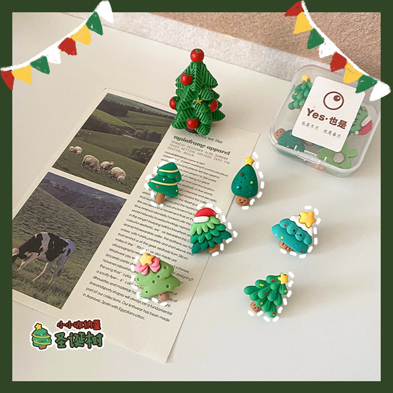 6 шт/коробка ins зеленая милая рождественская елка с картинной шиповкой войлочная доска фото стены детский сад арт пробковая доска украшения