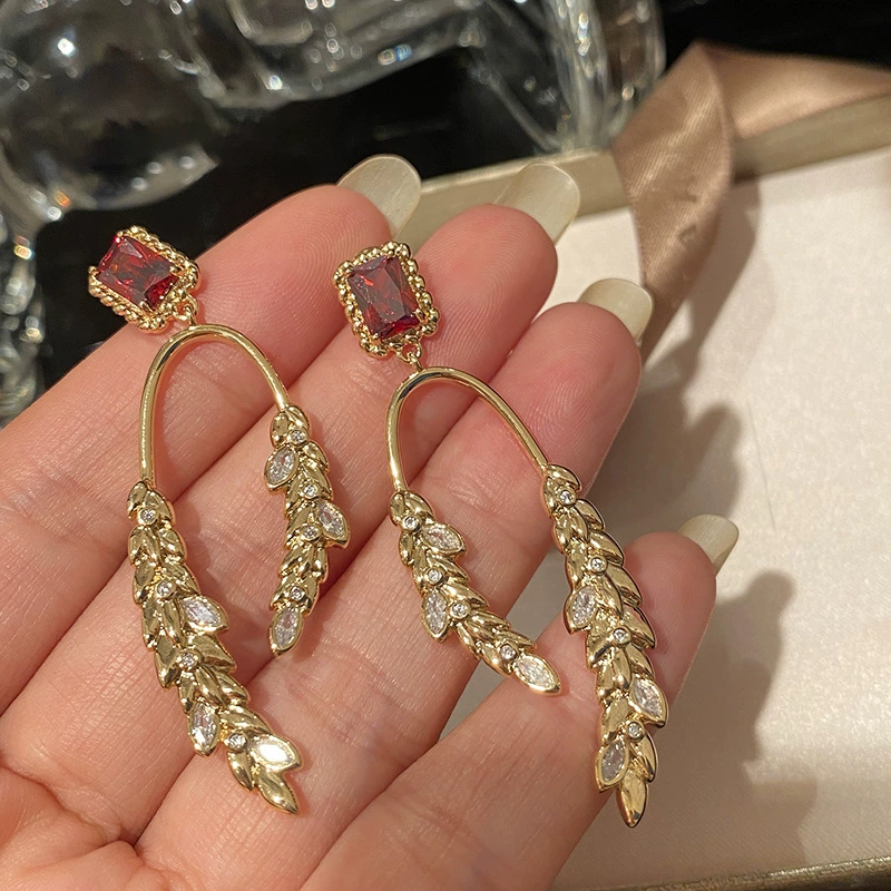 Серебряная серебряная игла, цирконий, серьги, модный ретро изысканный аксессуар, легкий роскошный стиль