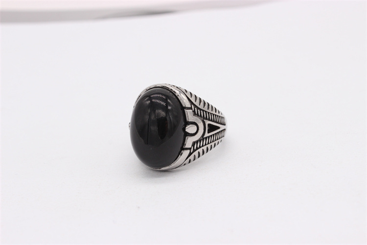 20g Weight Gem Inlay Material Rings Classification 12, 7, 8 Ring Size 1 Piece Quantity Daily, Party Occasion Titanium Steel Material Geometric Pattern Men's Gender Retro, Vintage Style Style Men's Retro Vintage Style Rings Geometric Titanium Steel Gem Men Signet Rings 4