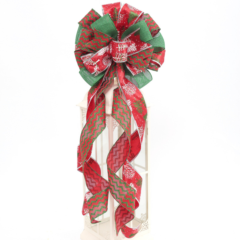 Cruz-frontera grande cuadros lentejuelas cinta Navidad decoración escena árbol de Navidad arco superior