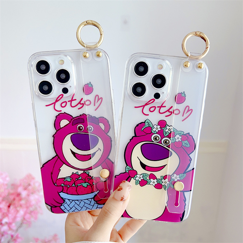 适用Sony Xperia1V手机套带花环草莓熊XZ4索尼Xperia5挂绳壳XZs