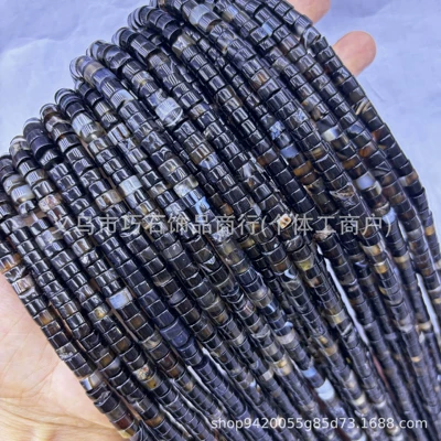 Zərgərlik ara hissələri – Tiger Eye Spot Wheel Spacer - natural-black-striped-agate-36mm