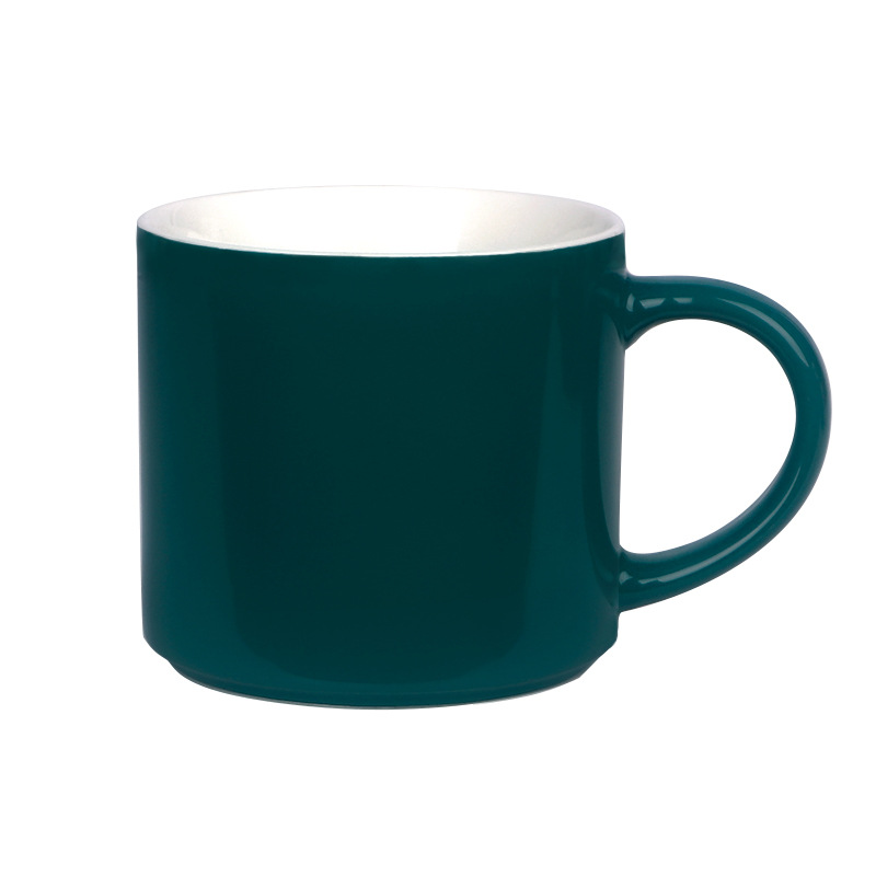 Taza de cerámica esmaltada de color, taza impresa con texto de logotipo, taza de agua, taza de cerámica para el hogar, taza de café