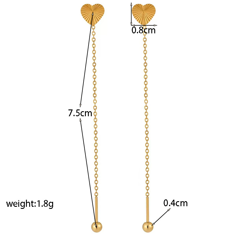 【xke0285】striped heart-shaped ear wire gold