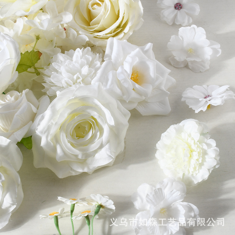 Decoración de flores de imitación blanca seda flordiy material artesanal tocado accesorios de flores decoración de boda para el hogar