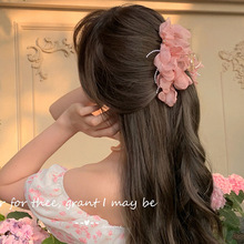 Korean style online celebrity caro rose clip female 2024 new flower shark clip high-grade headdress Flower hairpin headdress_voghion.com