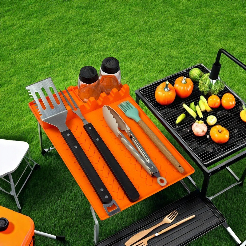 Bbq Mat, Grill, Silicone Mat, Outdoor Kitchen Utensil Rack, Black Stone Oven Tool, Oil Filter, Kitchen Tableware Insulation Mat