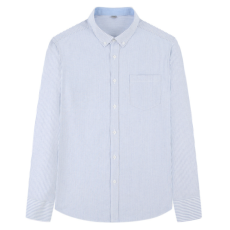 Dongyu hombres de algodón Oxford Camisa de rayas de los hombres Camisa de algodón de manga larga casual de los hombres de Oxford a rayas japonesas