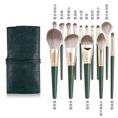 14本緑雲化粧ブラシpuバッグセットファンデーションブラシアイシャドウブラシ初心者美化粧散粉ブラシ