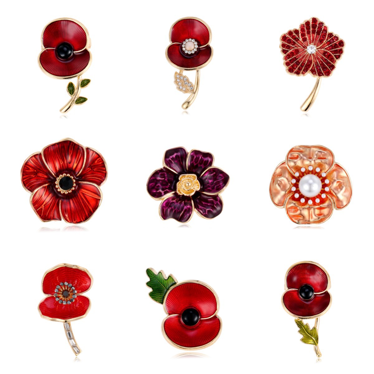 Brooch British Remembrance Poppy Brooch New Flower Enamel Pin British Remembrance Day Brooch Badge