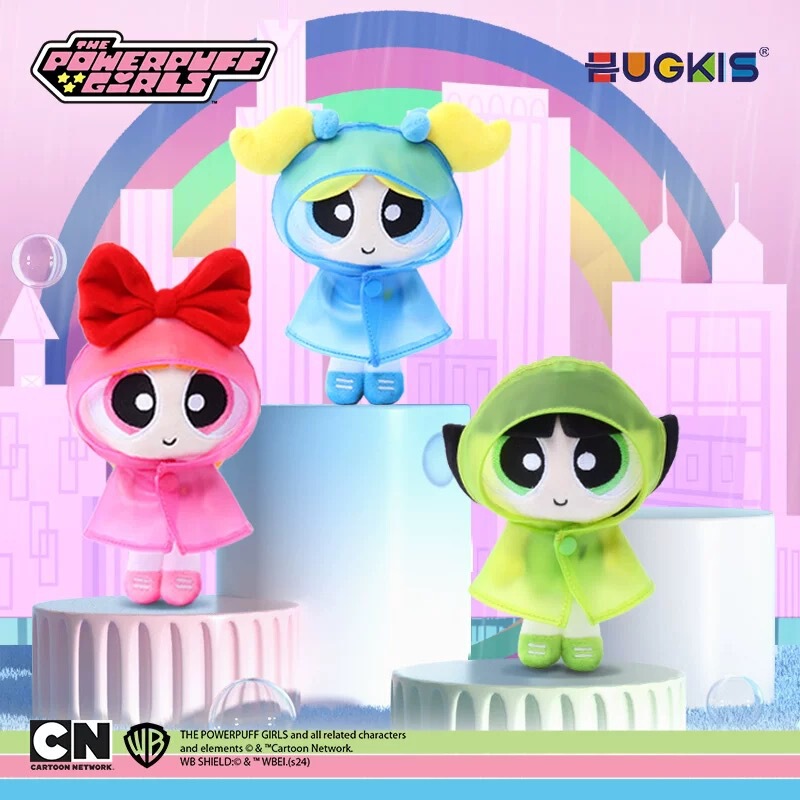 Authentic Powerpuff Girls Raincoat Dress up Doll Pendant Cute Stuffed Toy Bubble Doll Birthday Gift