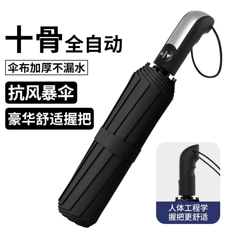 Winter 10-Bone Automatic Foldableing Umbrella Thickeneded and Cold-Proof and Snow-Proof Simple Business Umbrella Logo Gift Umbrella