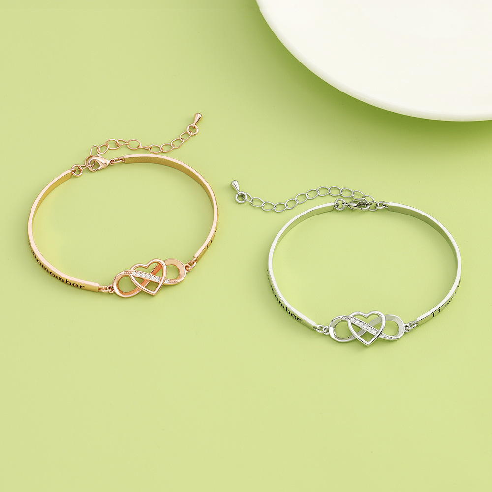 Casual Sweet Heart Shape Crown Rhombus Copper Zircon Bangle In Bulk display picture 7