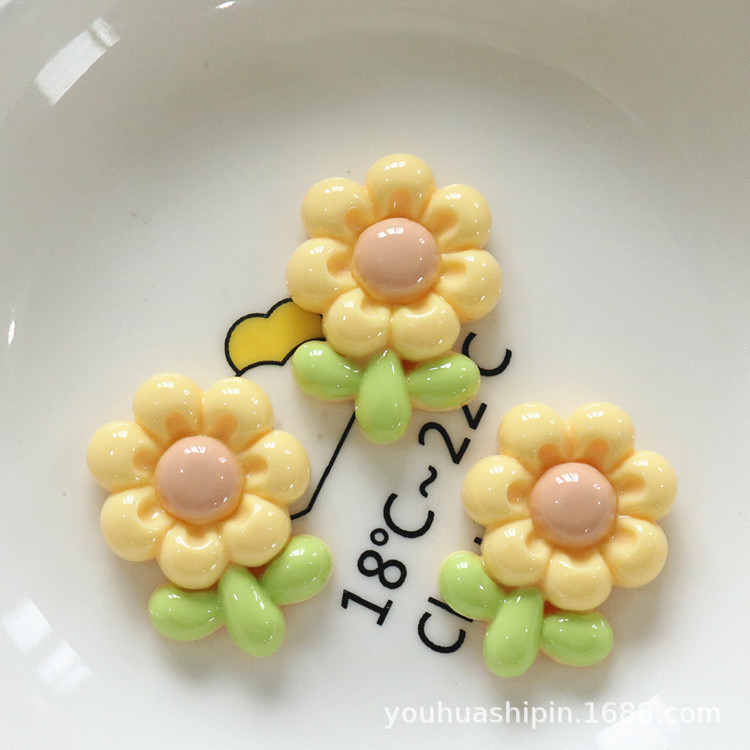 亮面彩虹太阳花DIY手工树脂饰品配件批发儿童发圈冰箱贴材料|undefined