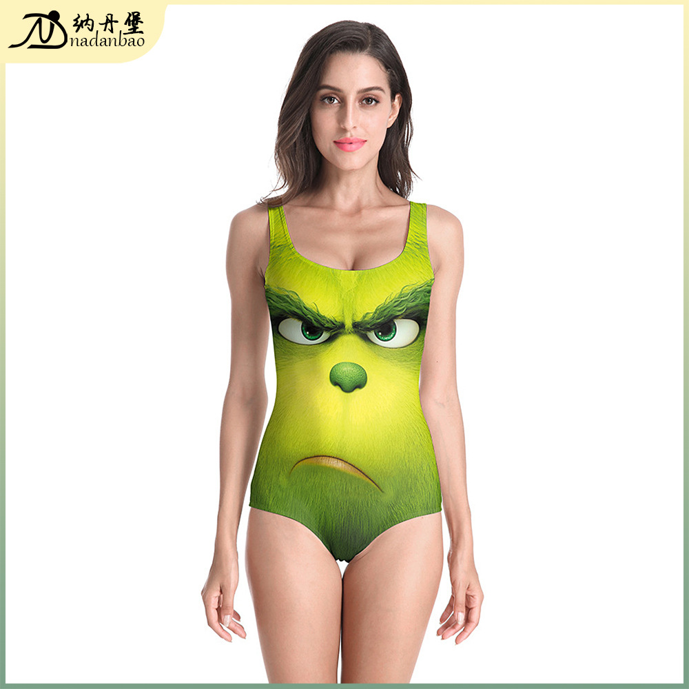 Manufactor Direct selling Christmas Women's wear Swimsuit suit Cross border new pattern Christmas 3D Digital printing Conjoined Swimsuit