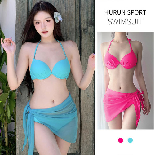 Internet-famous style small bust steel-boned push-up bikini swimsuit women's hot spring bathing summer slimming spicy girl vacation beach swimwear