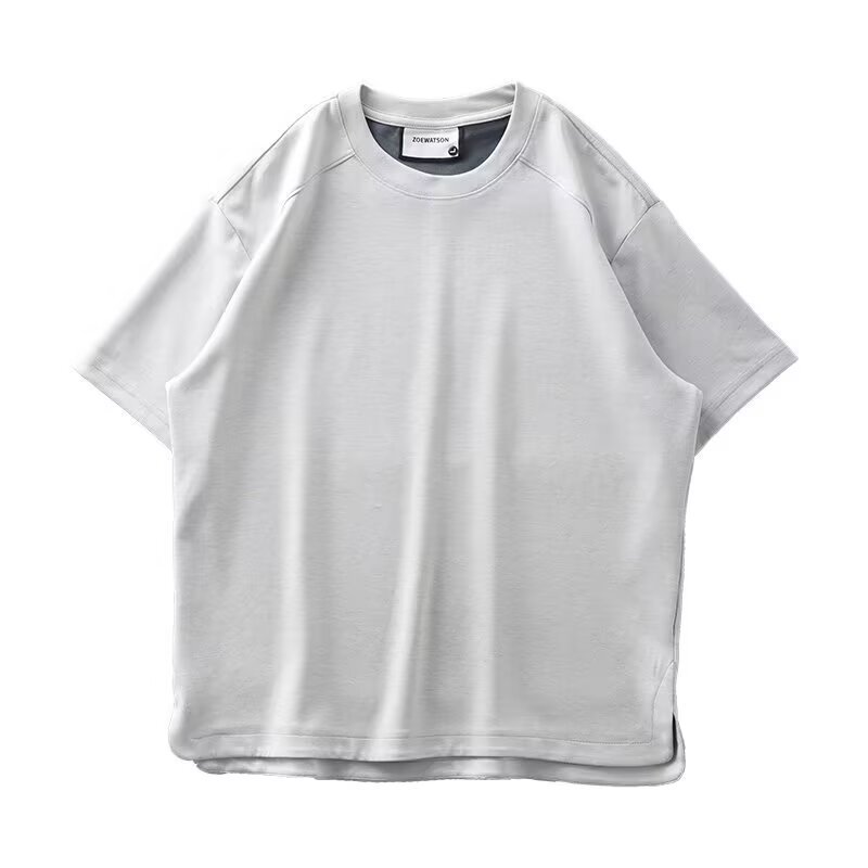 Plus-size minimalist inner layer base shirt design casual short-sleeved T-shirt for men, heavyweight and handsome Japanese retro style top for summer.