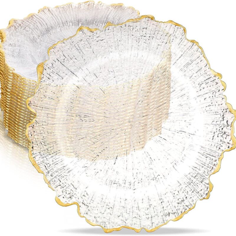 Disposable Gold-Edged Plastic Dinner Plates, Party Transparent Lotus Leaf Plates, Petal Plates, Gold-Edged Coral Reef Plates, Tableware Disposable Gold-Edged Plastic Dinner Plates, Party Transparent Lotus Leaf Plates, Petal Plates, Gold-Edged Coral Reef Plates, Tableware