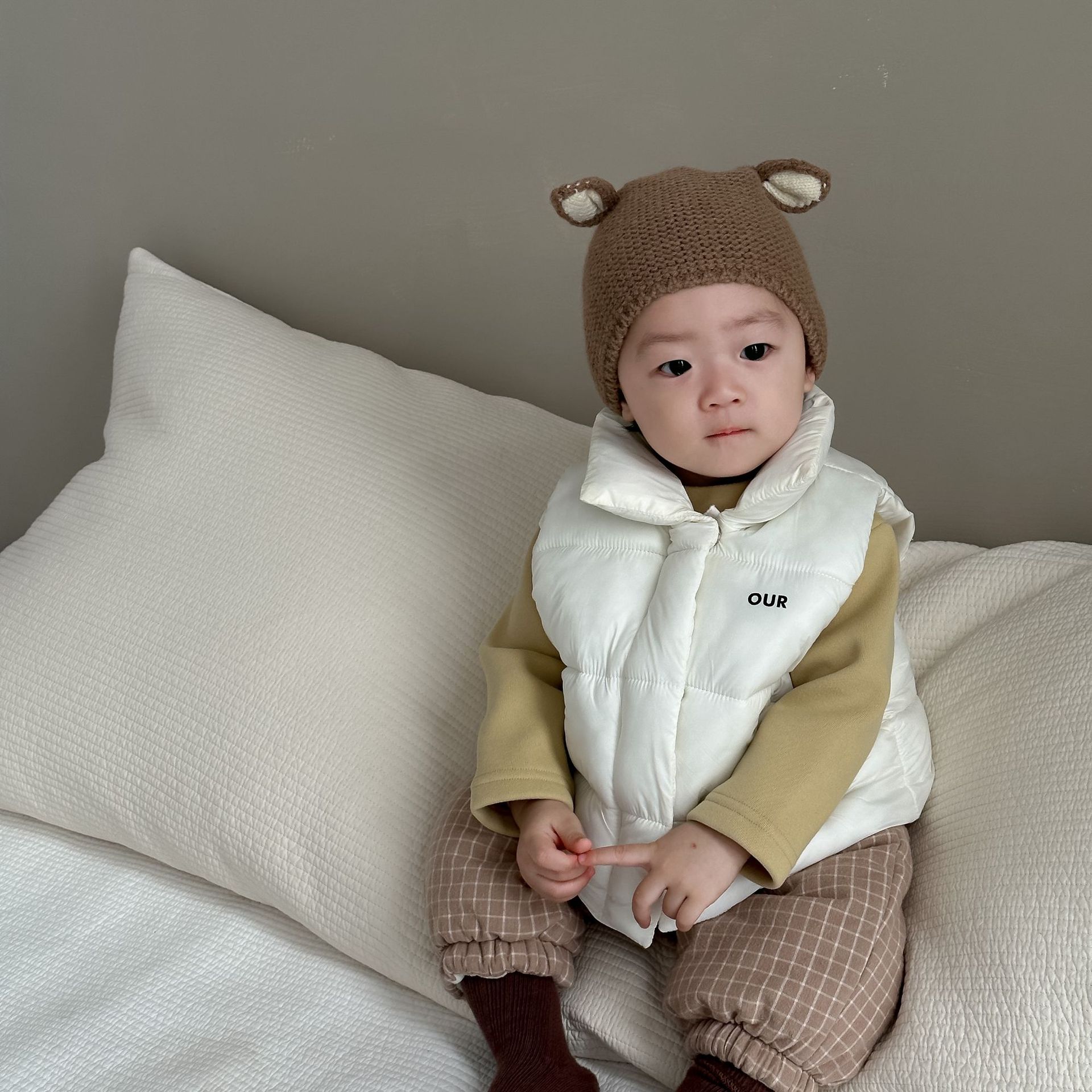 Invierno de invierno de niños, niños y niñas, bebés de algodón, abrazadera de caballo, ropa infantil coreana, chaleco cálido para bebés