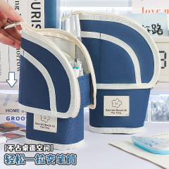 2025 新しい垂直シンプルなハイエンド格納式大容量学生ツーインワンペンホルダーペンバッグ