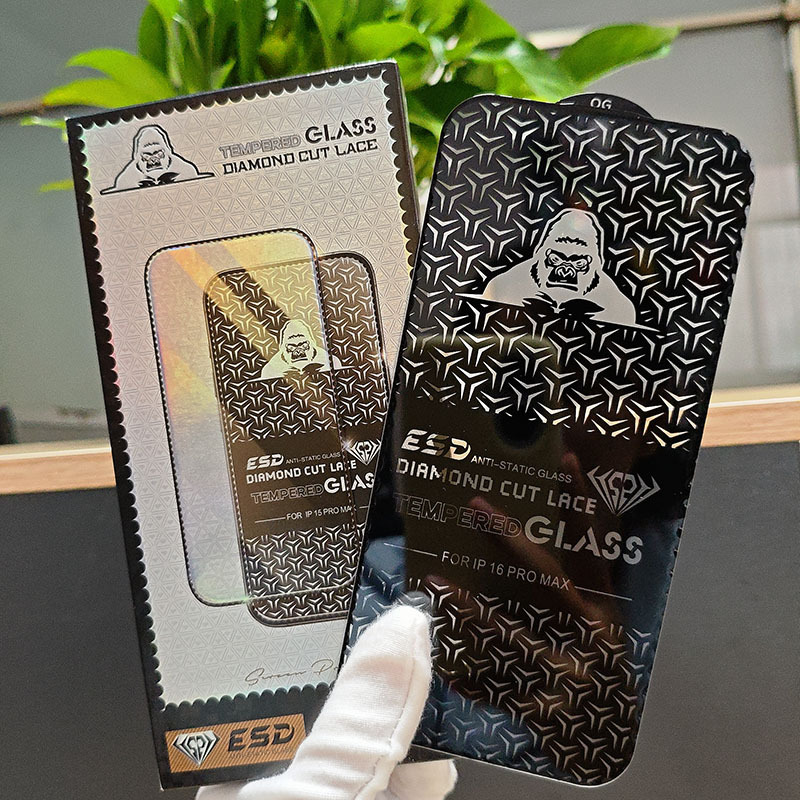 热销钢化膜苹果17/16/15黑金刚钻石花边膜iPhone防静电保护膜高透