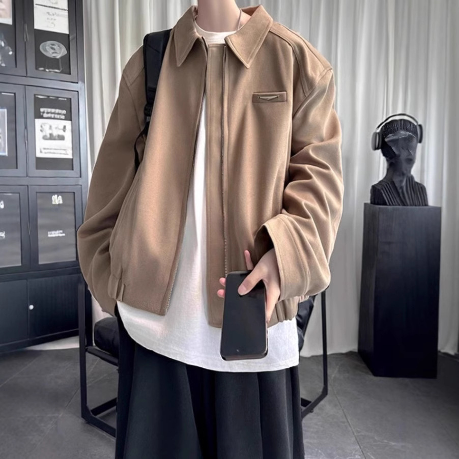 Autumn and winter high-end casual jacket, new retro design, short shoulder pad silhouette, lapel jacket, trendy_voghion.com