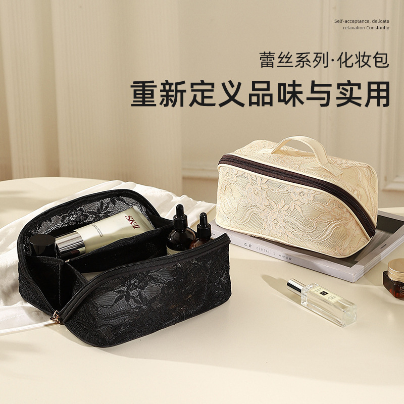 National Style Lace Large-Capacity Cosmetic Bag, Pillow Bag, Washable, Water-Repellent, Hand-Carrying, High-Looking, Light Luxury, Portable Storage Bag National Style Lace Large-Capacity Cosmetic Bag, Pillow Bag, Washable, Water-Repellent, Hand-Carrying, High-Looking, Light Luxury, Portable Storage Bag