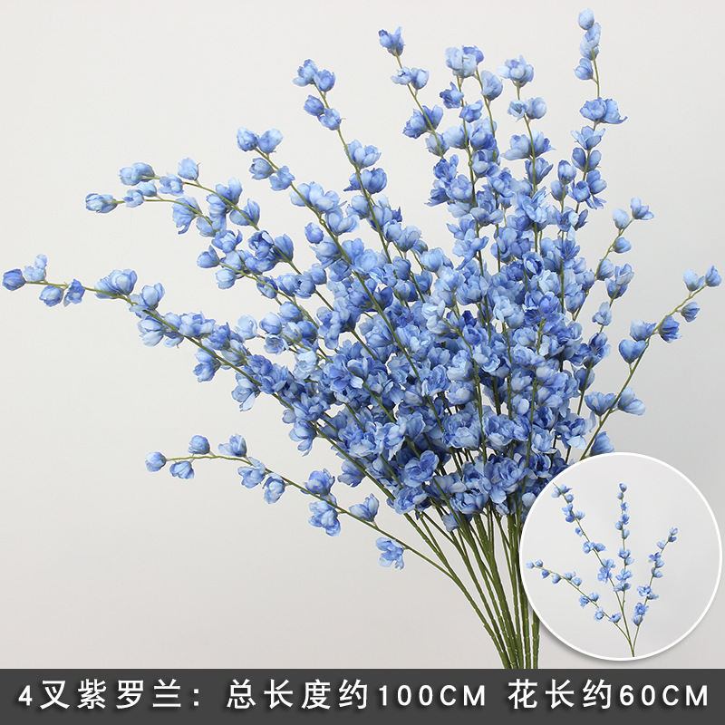 10本の青い色のシミュレーションの花の室内の絹の花の結婚祝いの装飾の花の生け花は造花の天井の花の路の花を並べます。|undefined
