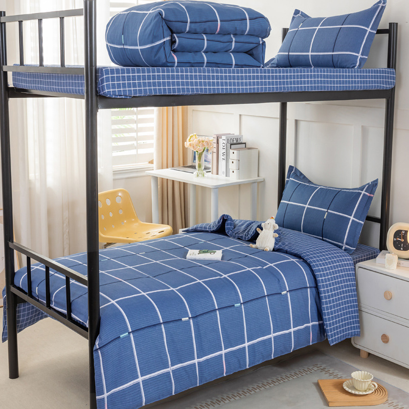 Estudiantes de tres piezas de dormitorio de estudiantes de algodón seis piezas de dormitorio de estudiantes de algodón cama al por mayor