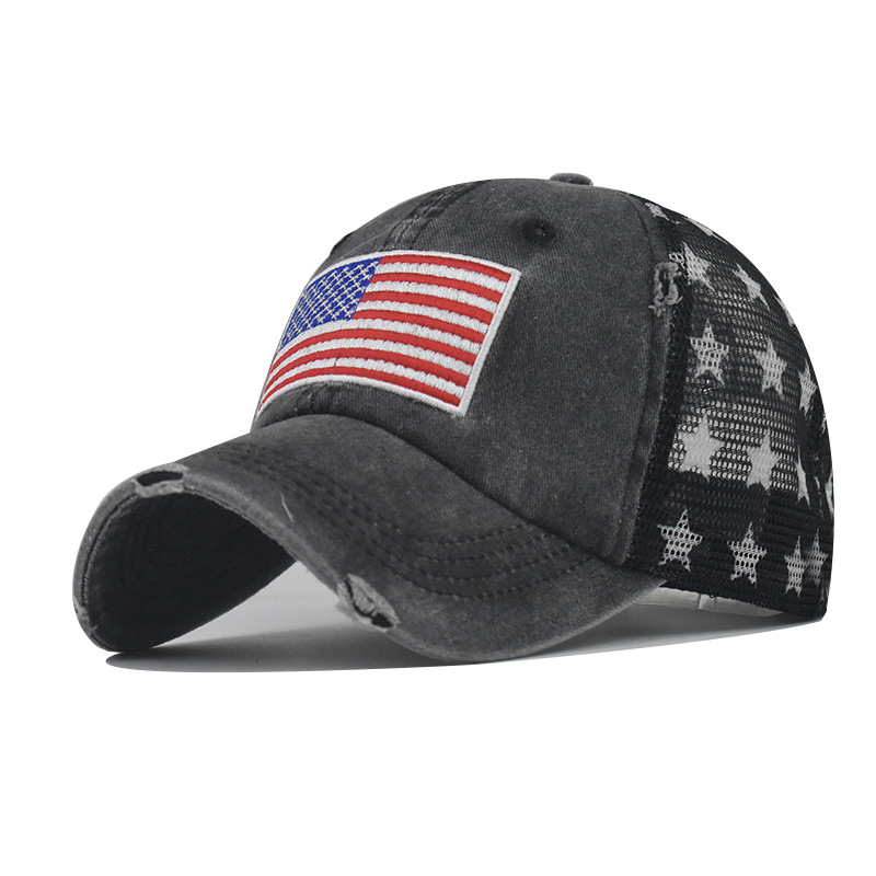 Women's Classic Style American Flag Embroidery Curved Eaves Baseball Cap display picture 5