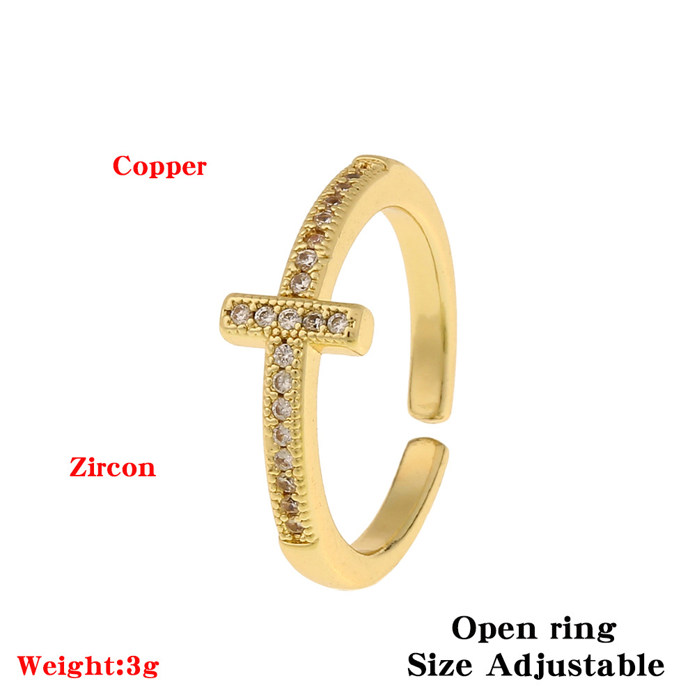 Simple Geometric Copper-plated Cross Ring display picture 1