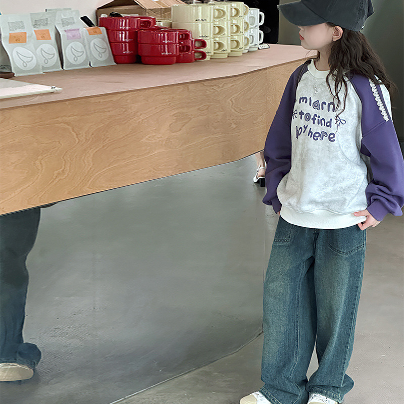 巴拉巴拉冬季中大女童加绒卫衣新款童装儿童卫衣女孩字母一体绒时