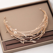 亚马逊ebay新娘玫瑰金色麦穗发箍 韩版珍珠水钻手工头箍典雅饰品
