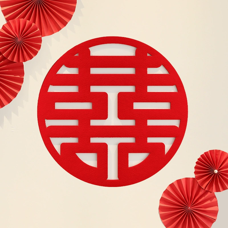 Стикеры с счастливым словом, свадебный набор, украшение для свадебной комнаты, наклейки на дверь, стеклянные наклейки на дверь, свадебные нетканые красные наклейки с счастливым словом, оптовая продажа