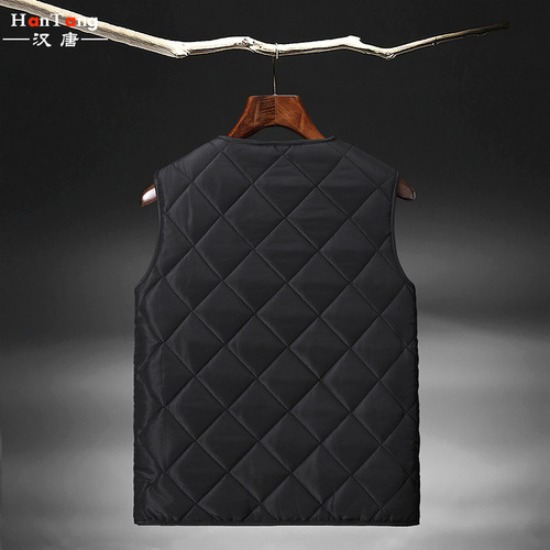 Men's winter leisure warm lined three-layer padded cotton vest
