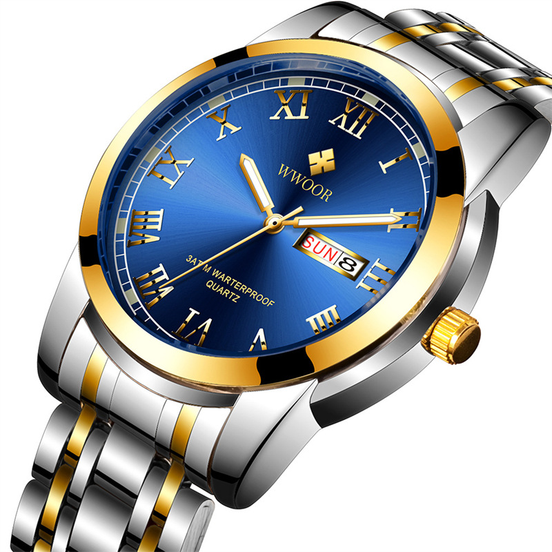 WWOOR Holding Love nuevo reloj de cuarzo casual para hombre calendario impermeable reloj de moda semanal 701