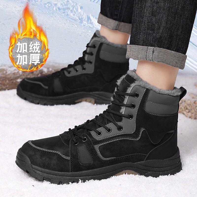 Giày bốt nam cổ cao lót lông giữ ấm, giày bốt Martin đa năng phong cách thời thượng — 5511 màu kaki, 5511 màu đen