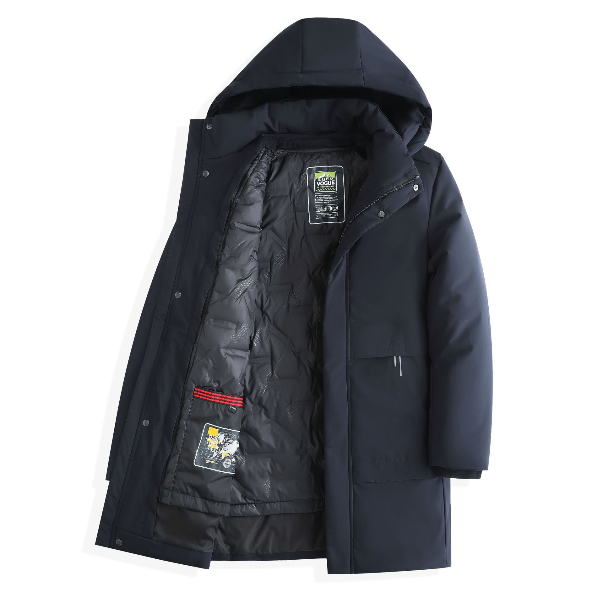 冬用メンズミドル丈ダウンジャケット、中高年のお父さん向け防寒着、取り外し可能なインナーライナー付きビジネスジャケット、防寒仕様