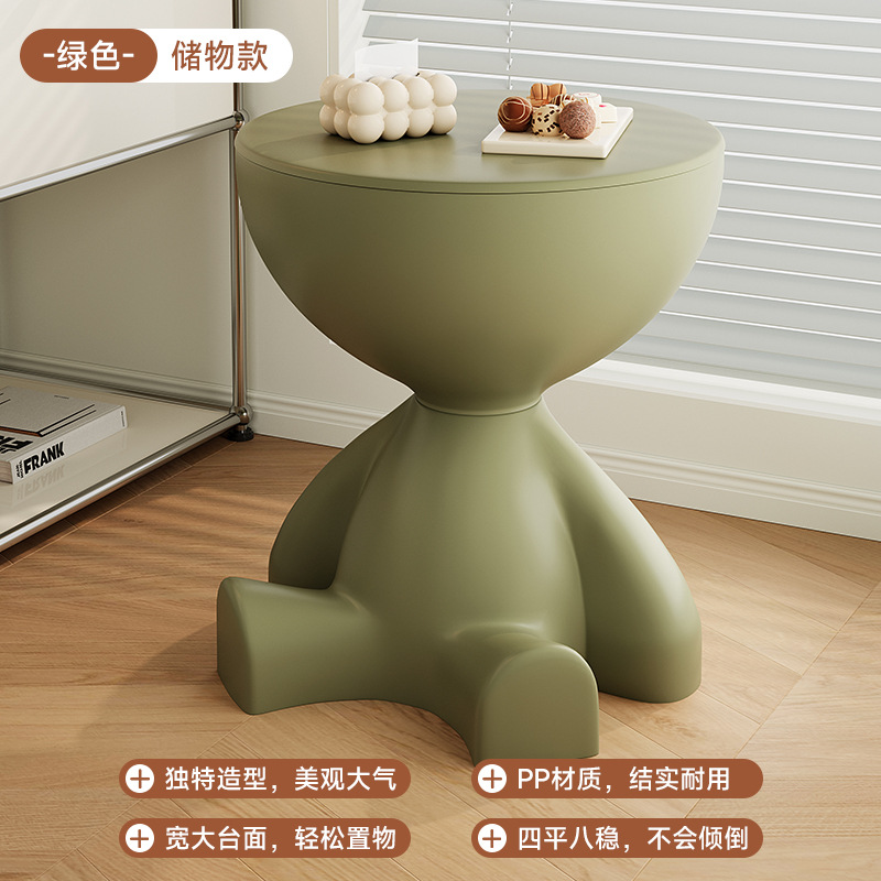 Gabinete lateral de sofá Sala de estar Mini balcón redondo creativo Mesa de centro pequeña móvil Dormitorio nórdico Mesa pequeña junto a la cama Mesa lateral