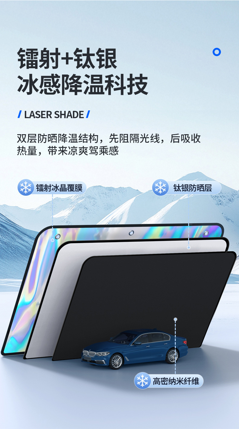 Car Sunshade Curtain, Car-Mounted Privacy Sun Protection and Heat Insulation Magnetic Suction Curtain Fabric for Car Interior Side Windows