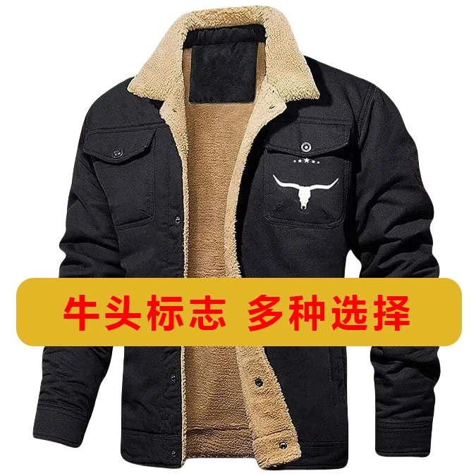 Мужская куртка из флиса с логотипом бычьей головы, осенне-зимняя, популярная, в наличии на складе, для трансграничной торговли, рабочая одежда, мужское пальто