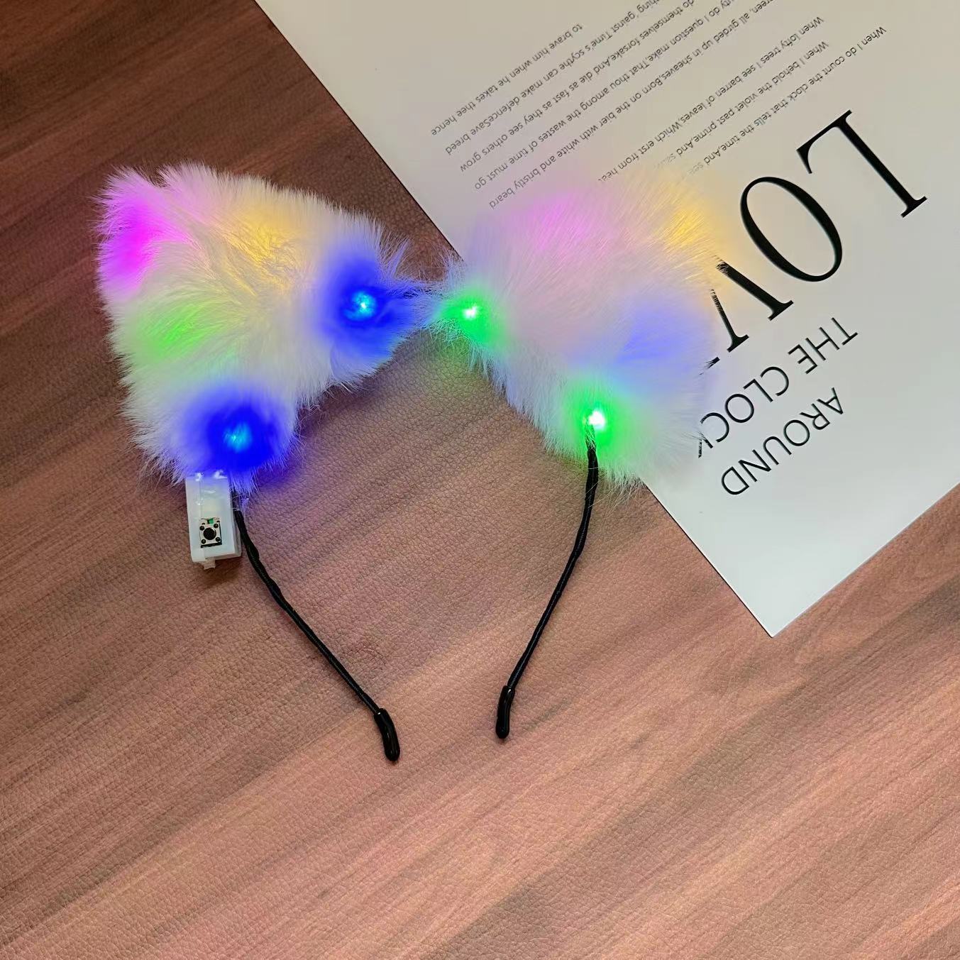 Bar espectáculo atmósfera props luminoso peluche orejas de gato accesorios de cabello zorro bandas de cabello mercado nocturno accesorios de fiesta de suministro