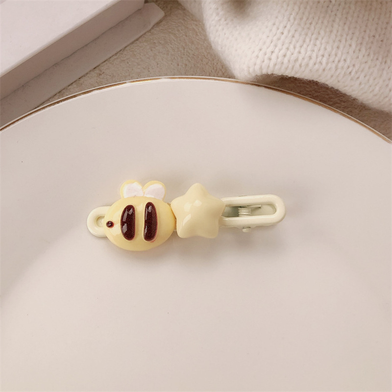 Caricatura serie de abrazaderas de abejas adorables jarras de miel de chicas estrellas de corazón lateral cabello roto peludo abrazaderas de cabello tocado