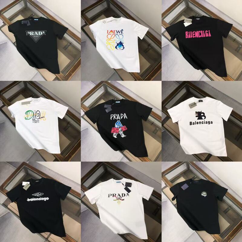 Trendy Brand New Casual Short-Sleeved Summer Classic Printed Letter Logo Half-Sleeved Men's Slim Round Neck T-Shirt for Men