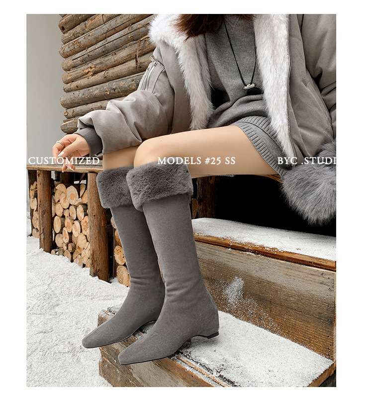 Boot tuyết nữ cổ cao lót lông cừu đế dày màu nâu — màu nâu chi tiết 15