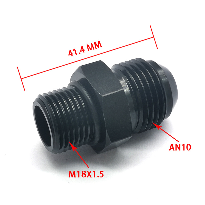 Piezas de automóvil modificadas Aluminio AN10 a M18X1.5 Bomba de combustible roscada Conector del adaptador del enfriador de aceite con junta tórica